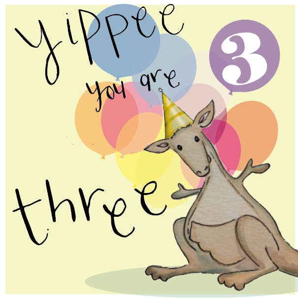 Birthday card for a three year old for wholesale by Hanxmade