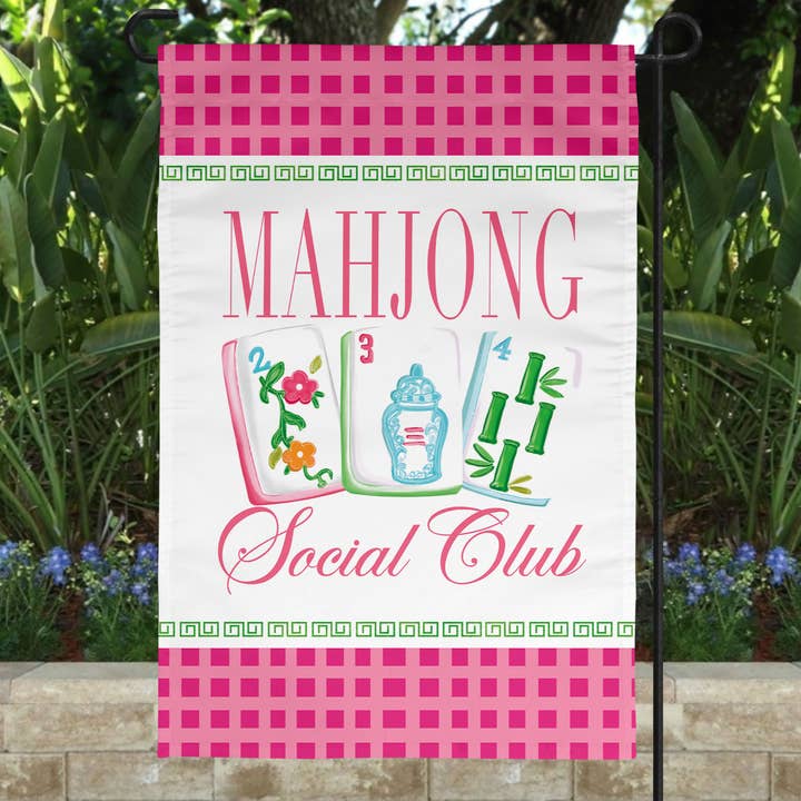 Mahjong Mahj Club Social Jardin Drapeau Blanc Décor Extérieur pour la vente par Canary Road