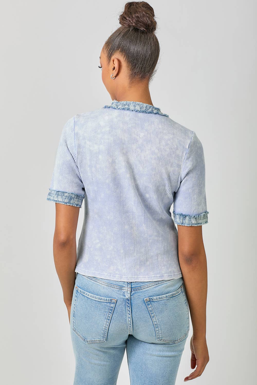 Mystree - Wholesale Blouse - Women's - 60981 Frayed Denim Trim Top 11