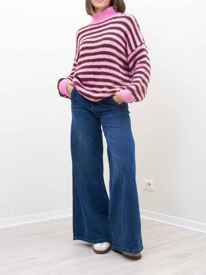 AMELÉ - Wholesale Knit Sweater - Women's - Striped sweater0