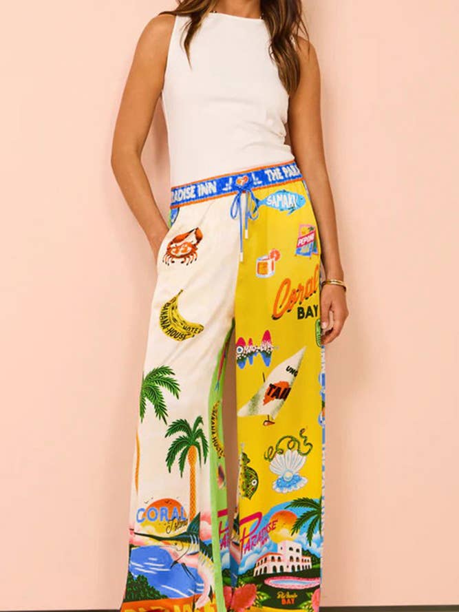 UNISHE - Wholesale Top & Pant Set (NOT Loungewear) - Women's - Summer Beach Vacation Printing 2pcs Pants Set JRM057