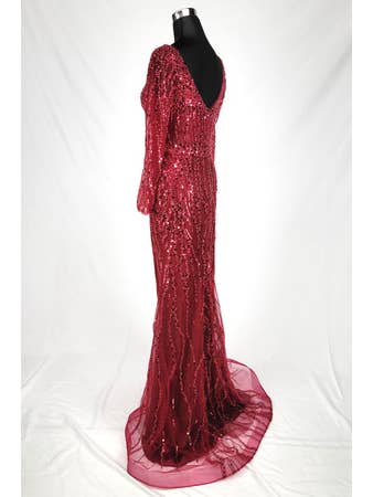 Chicas - Wholesale Dress - Women's - Long Dress With Sleeves, Beading, and Sequins. C353