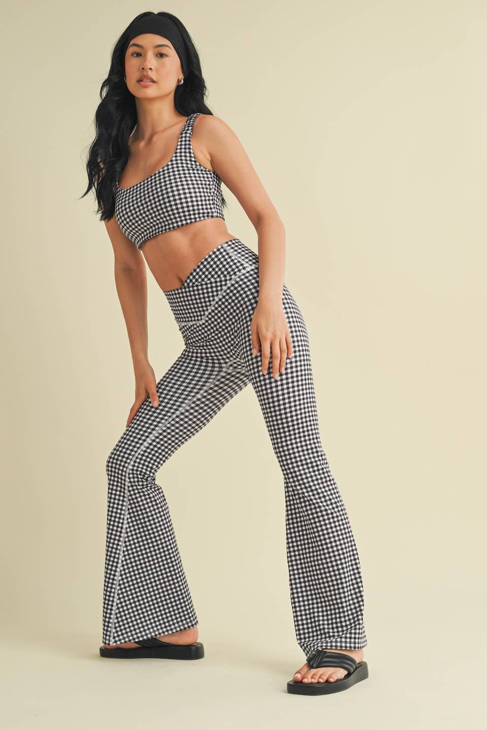 KIMBERLY C - Wholesale Sports Bra - Women's - Gingham Print Ruched Bra Top41