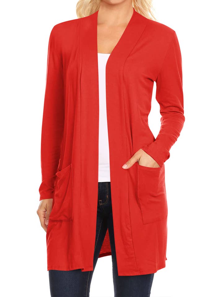 MOA COLLECTION - Wholesale Cardigan - Women's - Women's Long Sleeves Casual Solid Outerwear Sweater Cardigan19