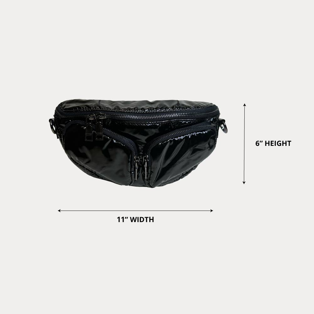 AHDORNED - Wholesale Belt Bag - Women's - Rachel Double Pocket Puffy Sling/Waist Bag w/Black Resin Cha24