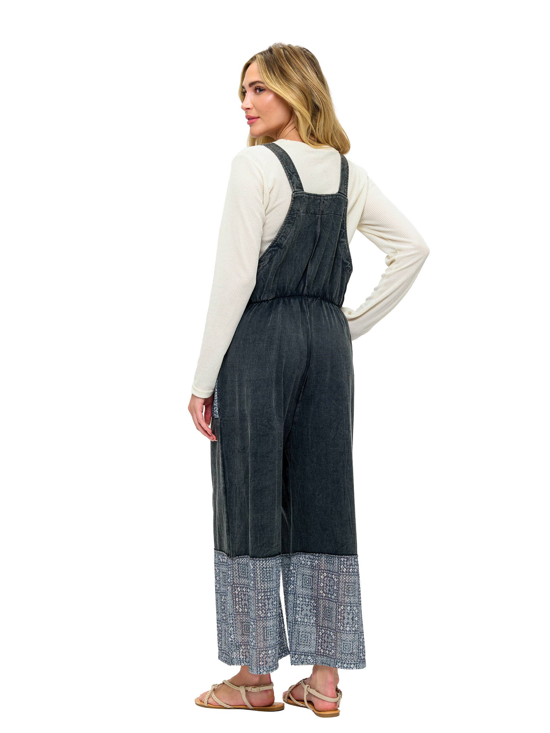 Charcoal Overall Vintage Washed Colorblock Lace Applique for wholesale on Faire1