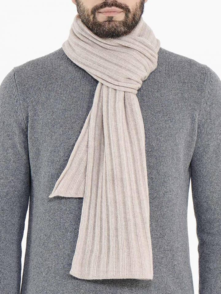 Pure Cashmere Ribbed Scarf-Made in Italy- Beige (20-0007) for wholesale by MaisonCashmere
