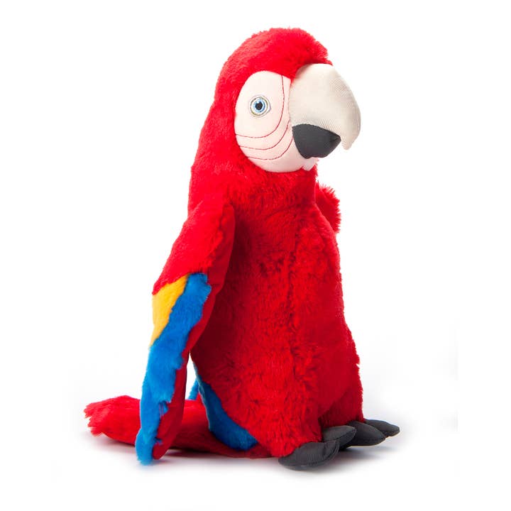 Earth Keeperz Scarlet Macaw medium 12" Recycled Plush for wholesale by The Petting Zoo