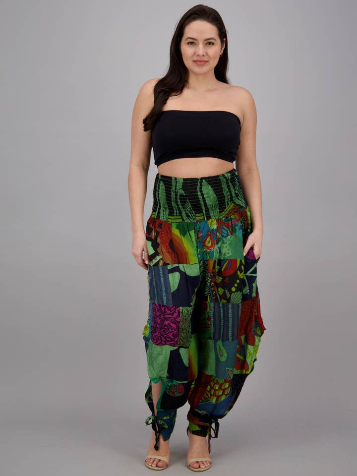 Assorted Colors Patchwork Harem Pants PAT-3291 for wholesale on Faire