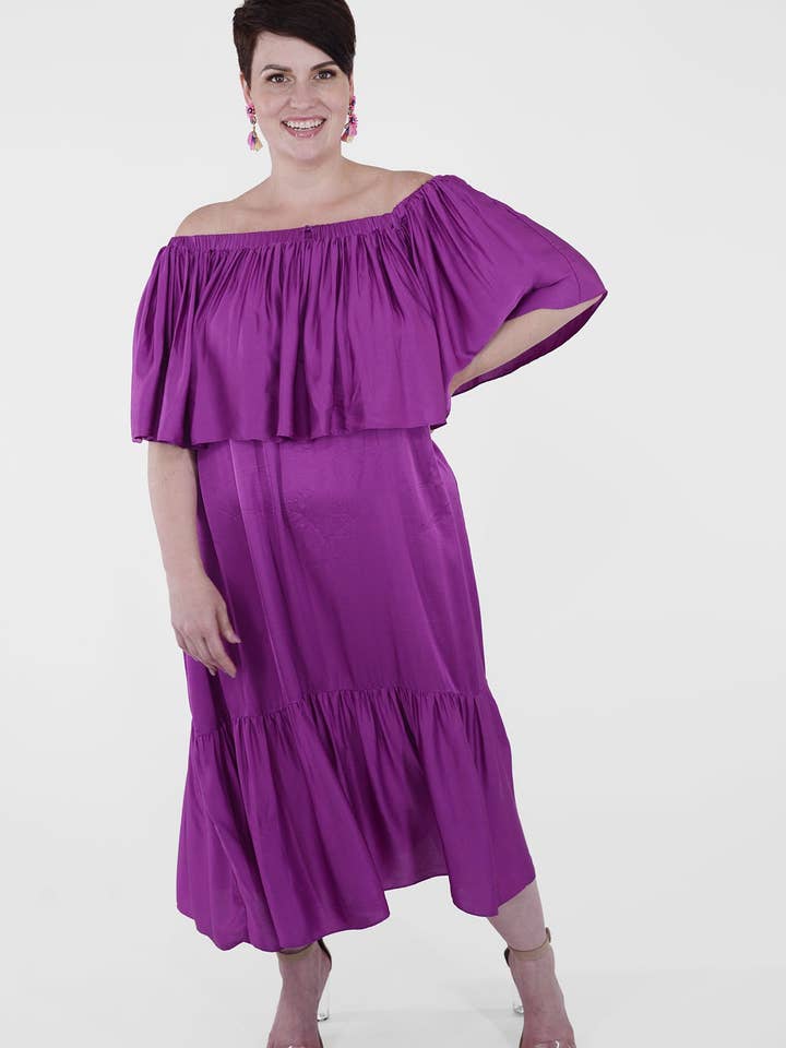 Ashley Convertible Midi Dress in Berry for wholesale by Mayes NYC