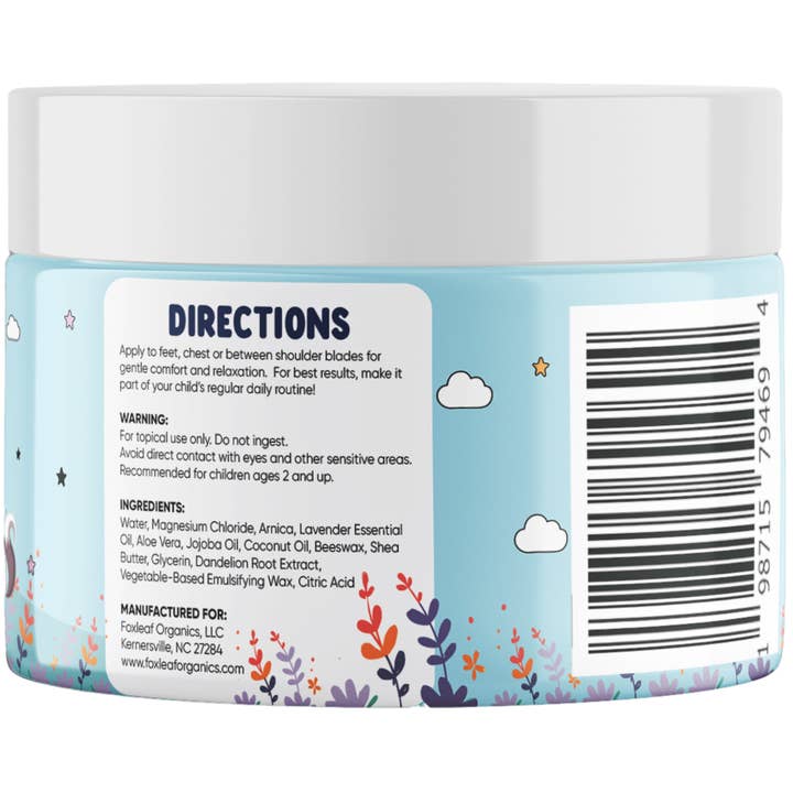 Foxleaf Organics – wholesale Massage oil/gel – Magnesium Cream for Kids with Shea Butter & Lavender - 4oz7