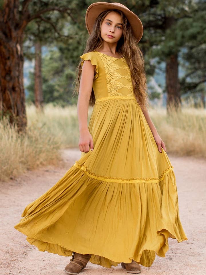 Viola-jurk in mosterdkleur voor wholesale door Joyfolie