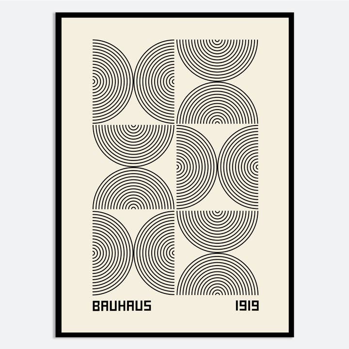 Lignes Géométriques Bauhaus Formes Art Abstrait Impression BH64 pour la vente par Sugar & Canvas