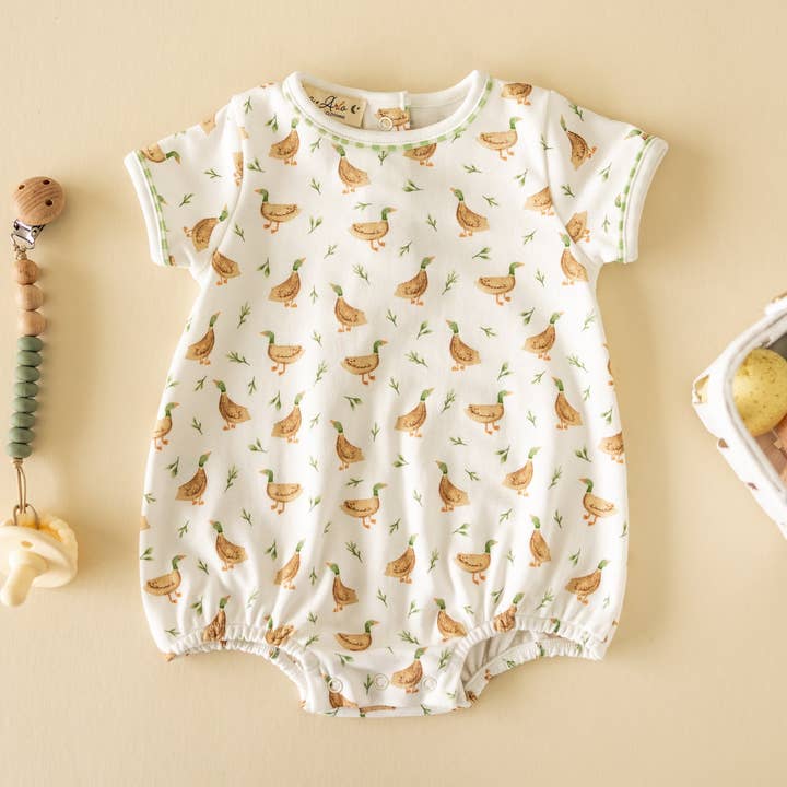 Meadowland Mallards Short Sleeve Bubble for wholesale by Magnolia Baby