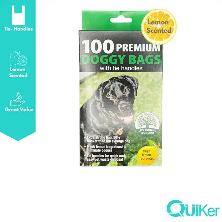 100 Bags - Lemon Scented Black Poop/Poo Bags - 6Pk + for wholesale by Quiker Pet Products
