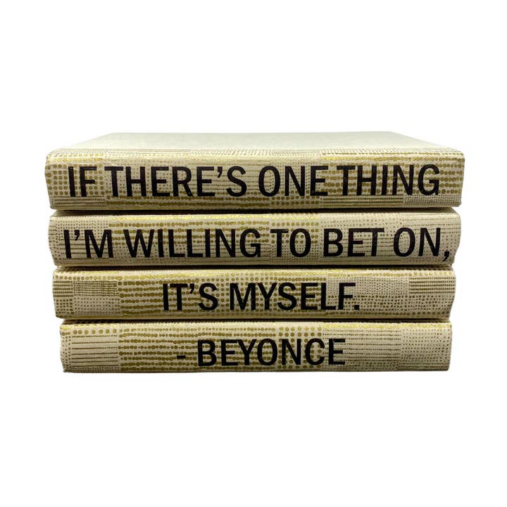4 Vol. ...Apostar por mí misma Cita de Beyoncé Cubierta de cuentas doradas para venta al por mayor de E. Lawrence, Ltd.