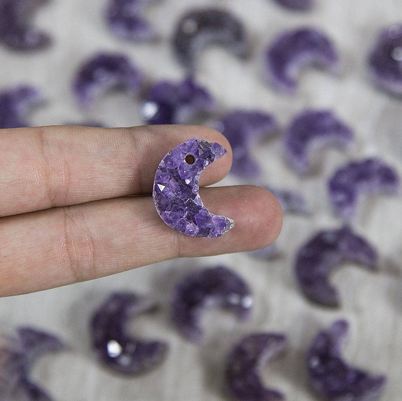 Rock Paradise - Wholesale Spiritual Stone/Crystal - Crystal Amethyst Moon Crescent Druzy Drilled RK230