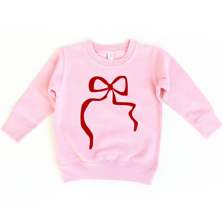 Benny & Ray Apparel - Wholesale Sweatshirt - Kids - Red Coquette Bow Christmas Day Kids Sweatshirt Girl Top0