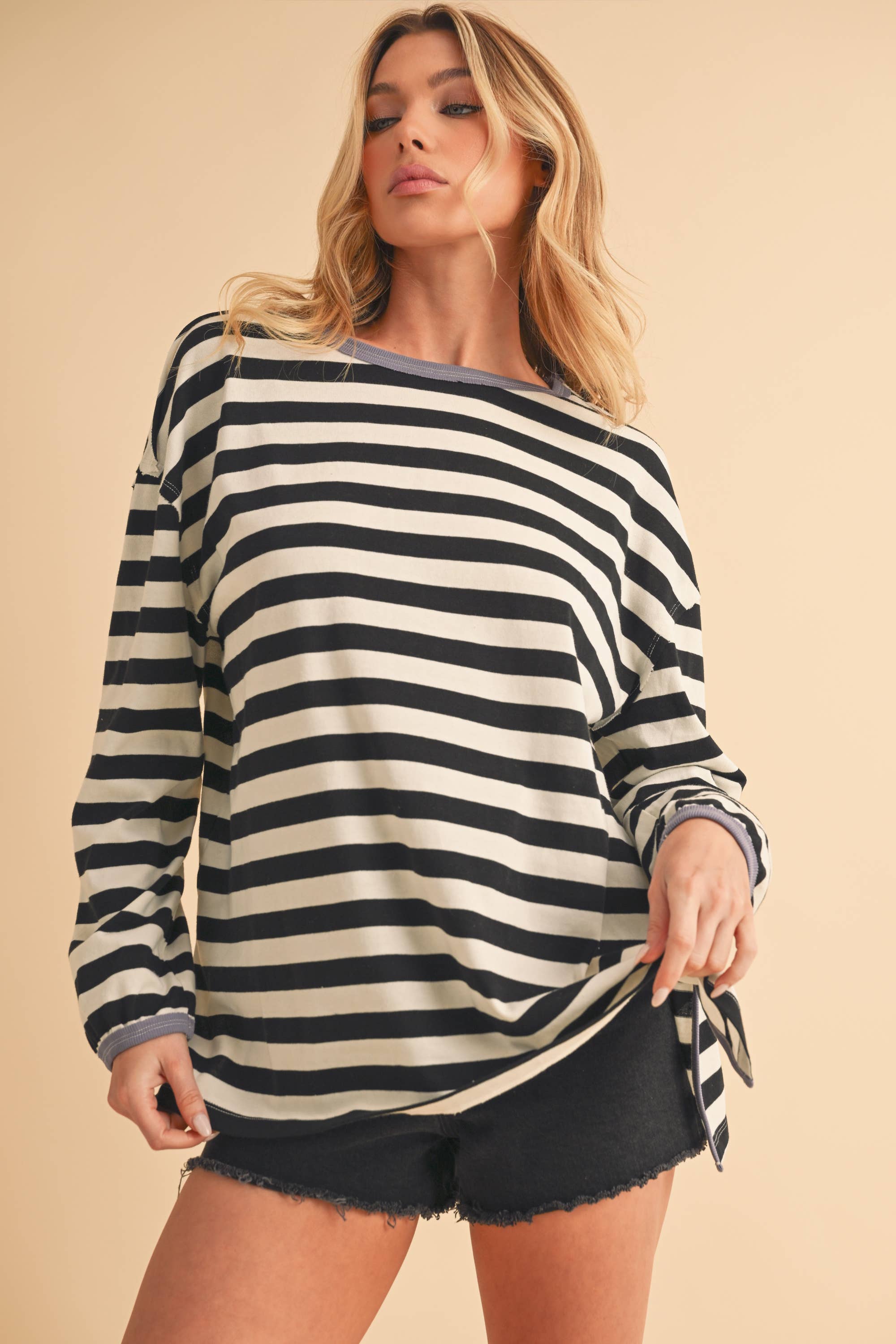 AEMI + CO - Wholesale Knit Top - Women's - 8433FN Onida Stripe Top0