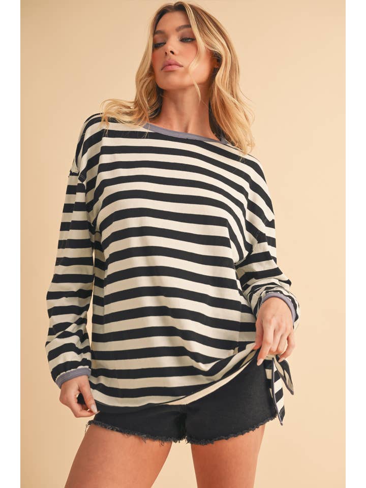 AEMI + CO - Wholesale Knit Top - Women's - 8433FN Onida Stripe Top