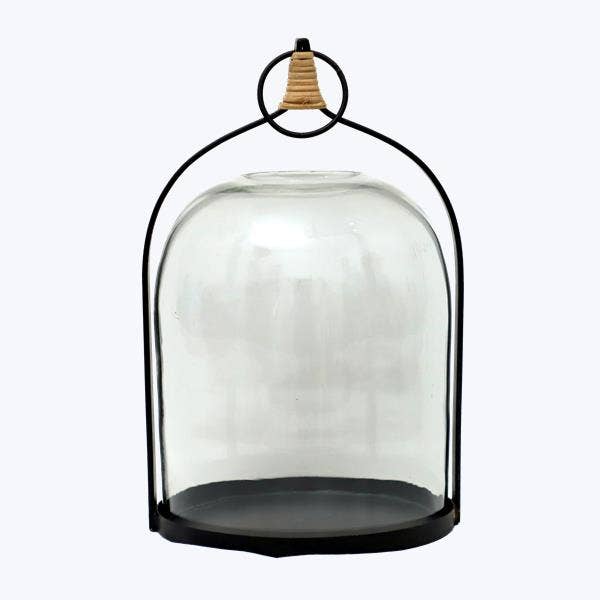 Lanterne en verre avec support en métal pour la vente par Young's