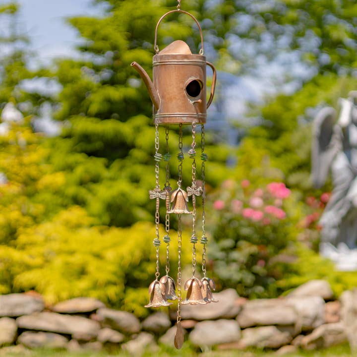 Zaer Ltd. International - Wholesale Bird House - 6 Asst. Hanging Iron Teapot Birdhouse Wind Chimes2