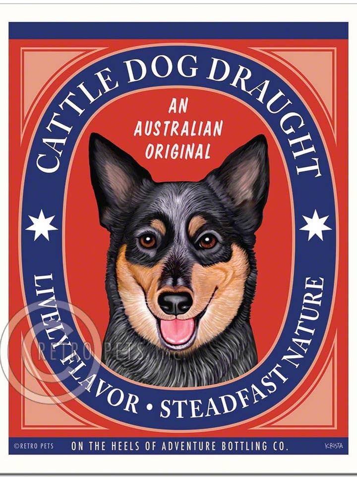 B-126 8x10 Impression, Australian Bovins Chien-Bétail Chien Tirant d'eau pour la vente par Retro Pets