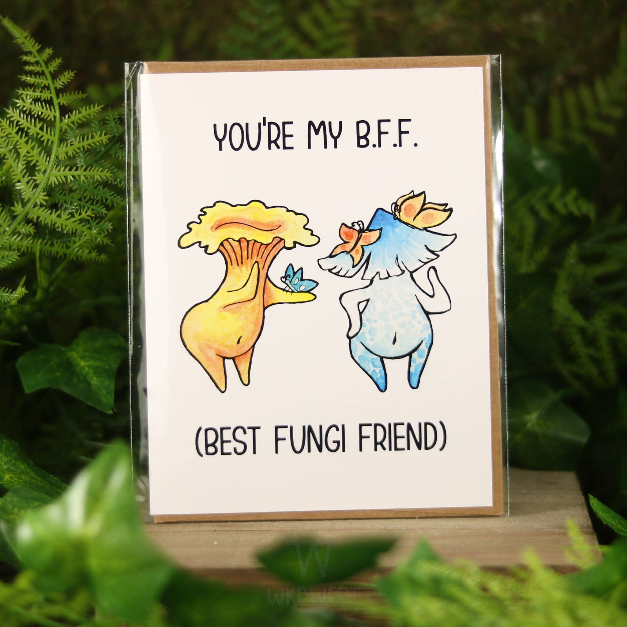Funguise Friends by WkdWest - Wholesale Friendship Card - "You're my BFF" - Funguise™ Greeting Card w/ sticker3