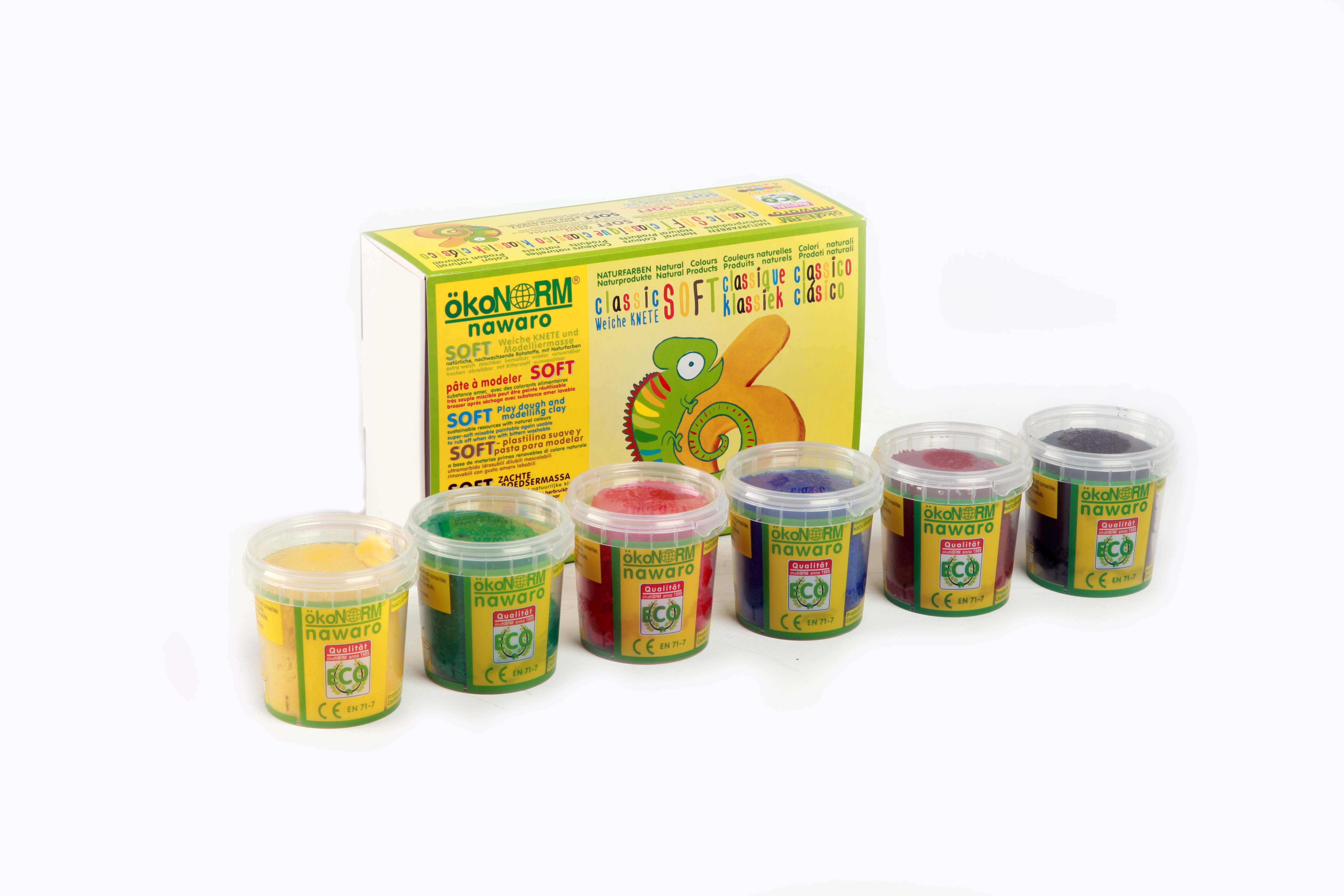 ökoNORM - Wholesale Putty/Slime - Kids - Nawaro soft dough, set of 6 “Classic” - yellow, green, red, blue1