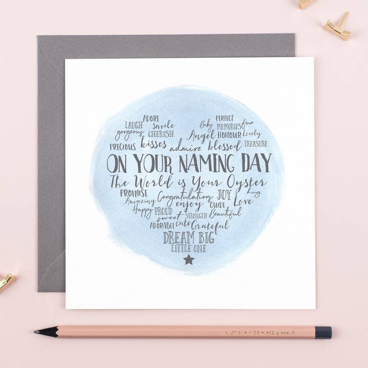 Naming Day Card - Heartfelt Collection for wholesale by Little Paperie