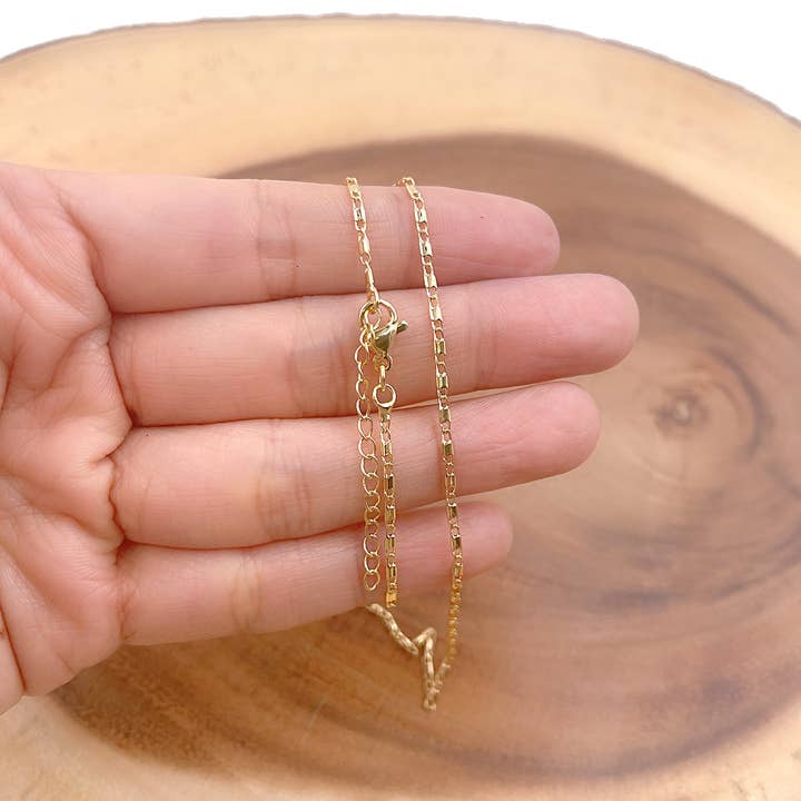 Gold Thin Mariner Chain Necklace, Gold Figaro chain 18"CH265 for wholesale by Beads Creation