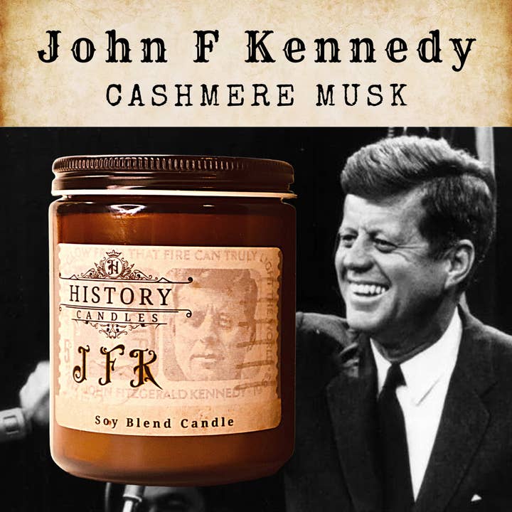 JFK Candle | John F Kennedy Jar Candle | History Candle for wholesale by History Candles