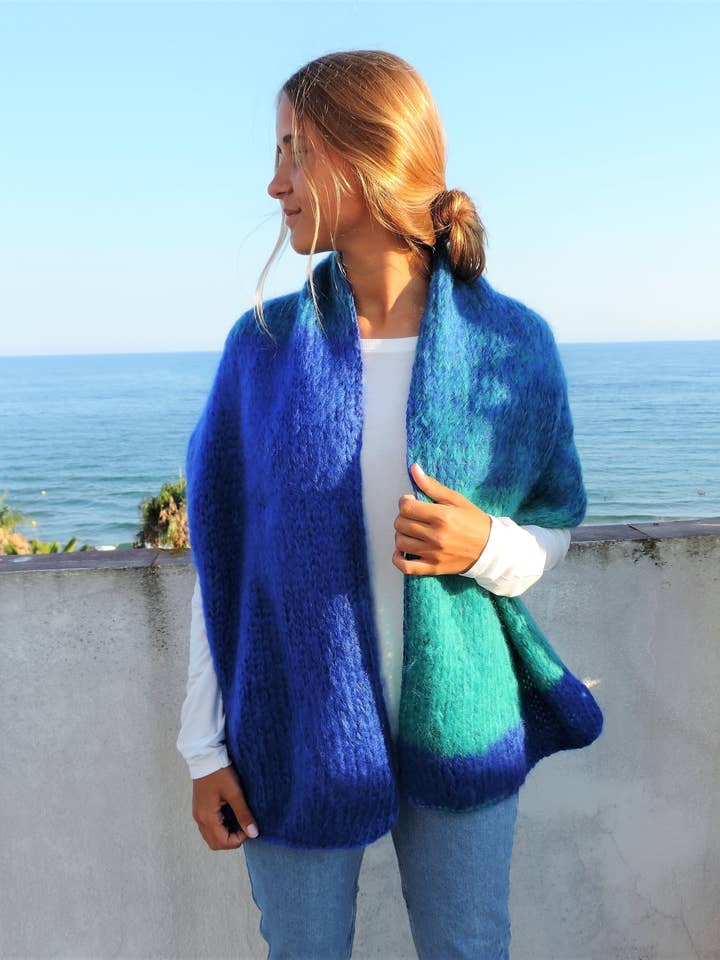 Ref Mohair Sea - Sciarpa/Scialle lavorata a mano in mohair per la vendita all'ingrosso da parte di lamauri complementos