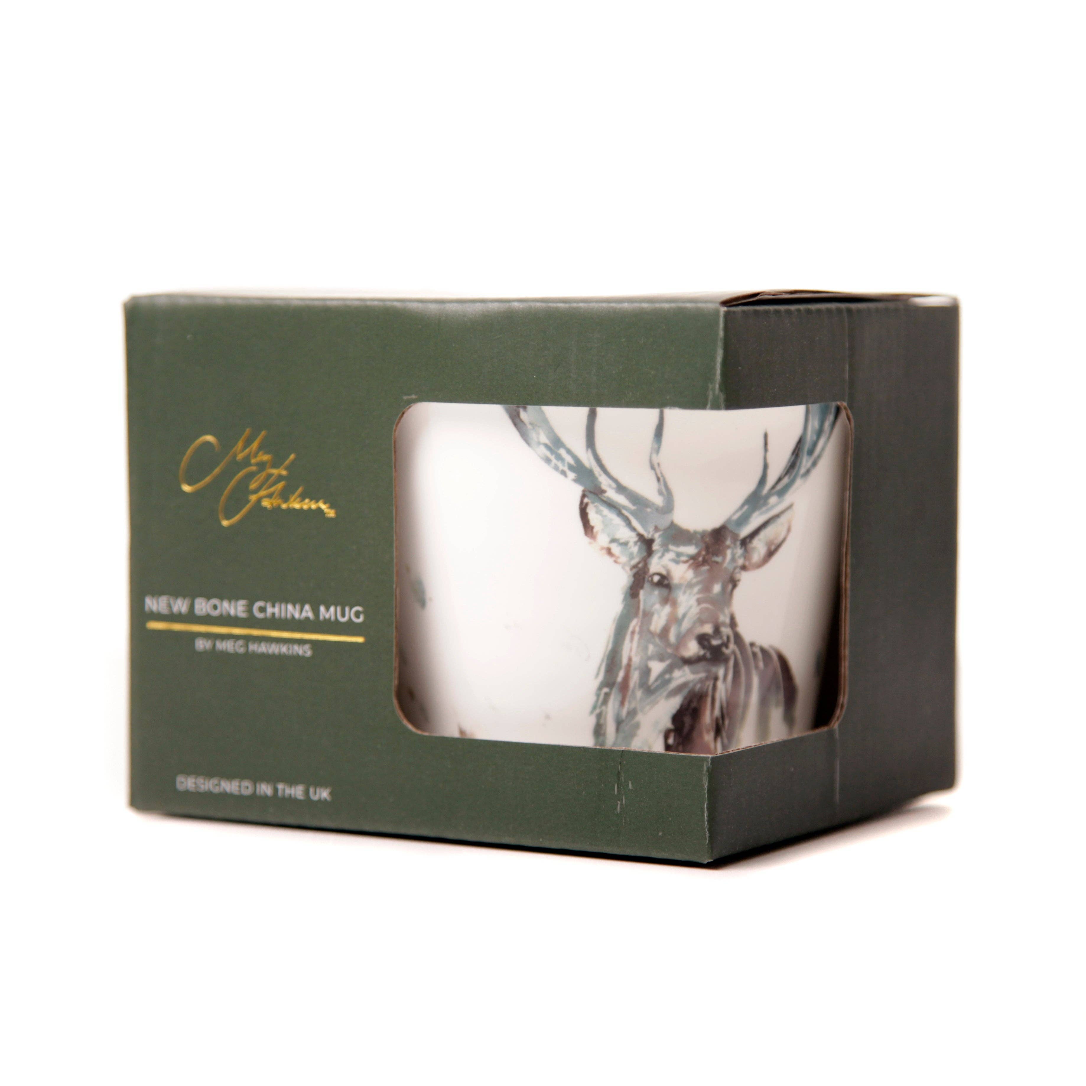 Meg Hawkins Art - Wholesale Coffee Mug - 'The Highlands' Stag Design Bone China Mug1