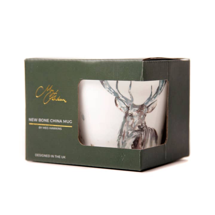 Meg Hawkins Art - Wholesale Coffee Mug - 'The Highlands' Stag Design Bone China Mug1