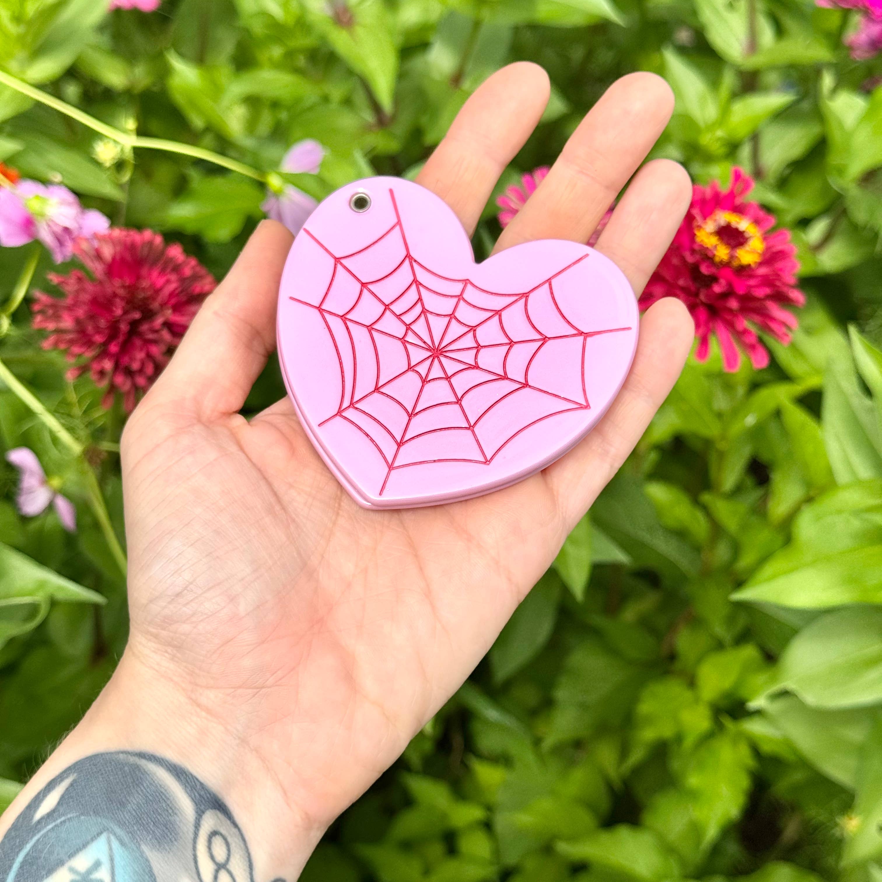 Peach Beast - Wholesale Compact Mirror - Pink Halloween Spider Web Pocket Mirror4