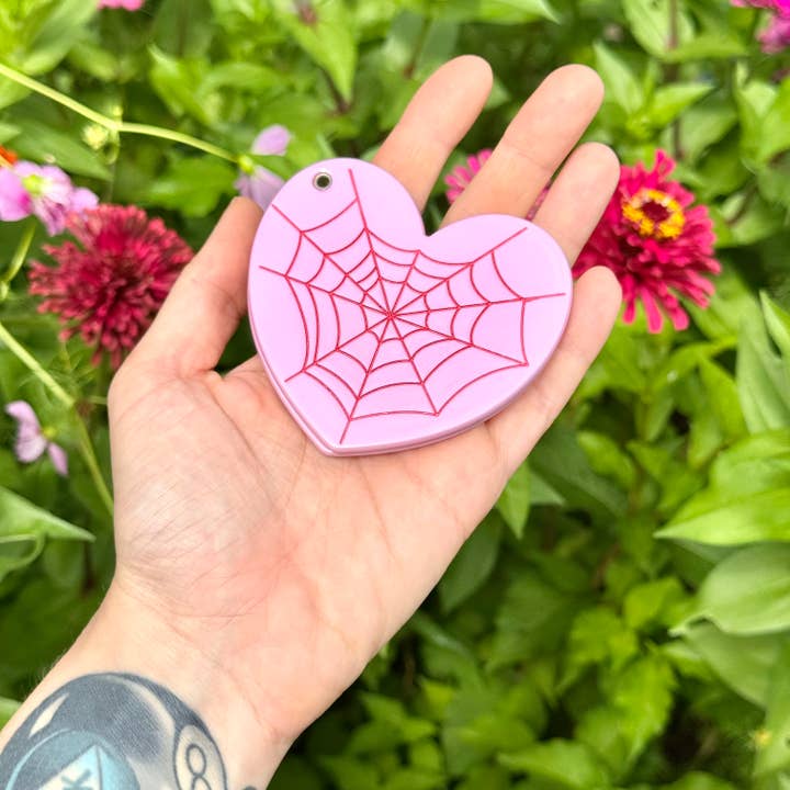 Peach Beast - Wholesale Compact Mirror - Pink Halloween Spider Web Pocket Mirror4