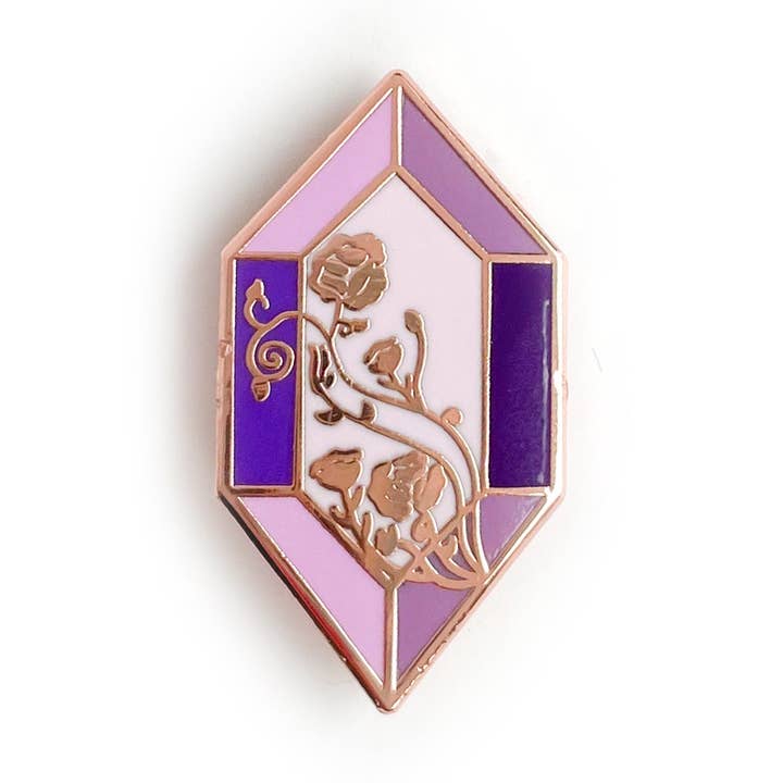 Floral Amethyst Crystal Enamel Pin for wholesale by Kitty With A Cupcake
