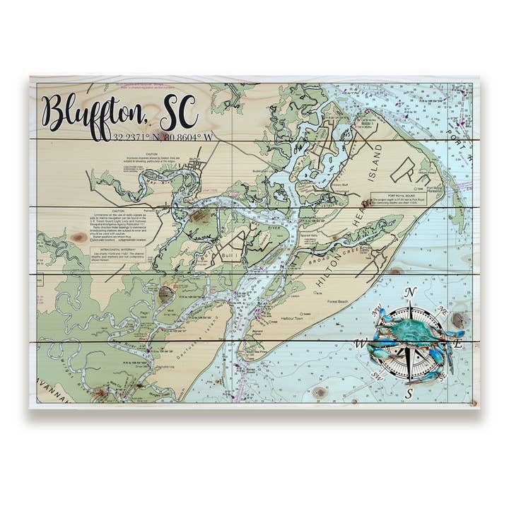 Bluffton, SC 18x24 Wood Pallet Map for wholesale by Map Mom