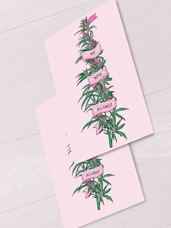 Inga pojkar tillåtna Roliga flickor Vänskap Rosa 420 Konsttryck för wholesale av SMOOCH