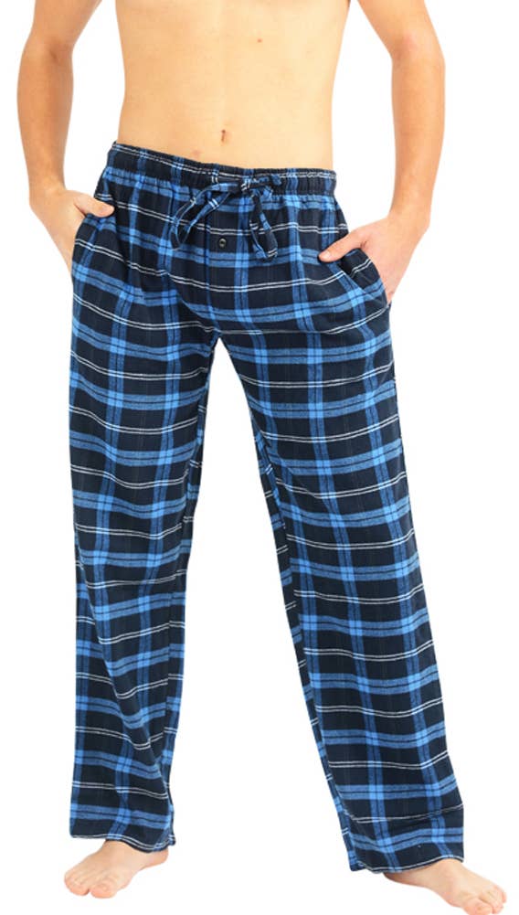 Eastern Off Price – calças de pijama - Homem por atacado – Calça de pijama masculina Norty em flanela xadrez royal e azul-marinho