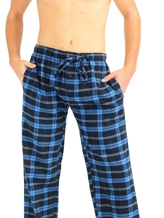 Eastern Off Price – calças de pijama - Homem por atacado – Calça de pijama masculina Norty em flanela xadrez royal e azul-marinho0