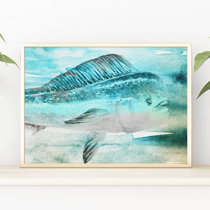 Impression d'art mural - "Mahi Mahi Bleu" pour la vente par Aubrey Emi Designs