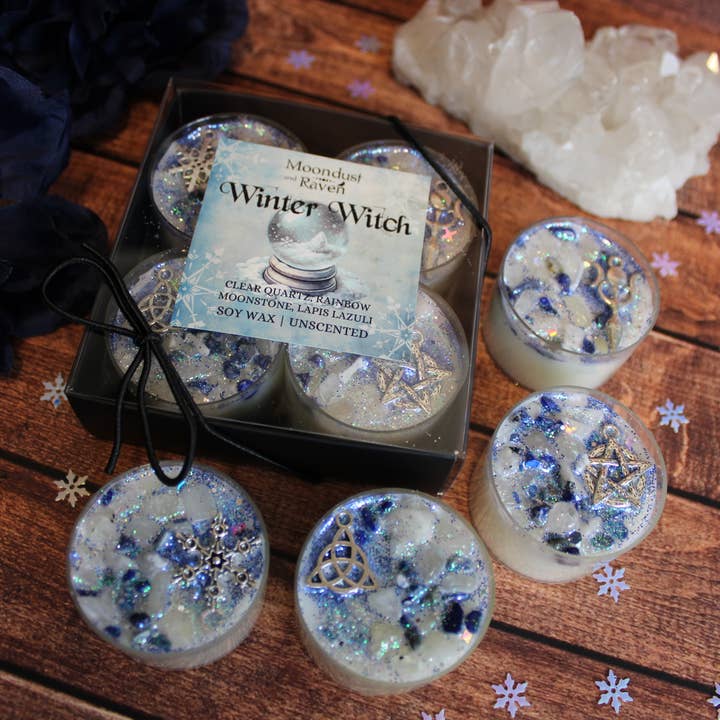 Moondust and Raven - Wholesale Tea light candles - Winter Witch Tealight Crystal Candles, Yule, Winter Solstice4