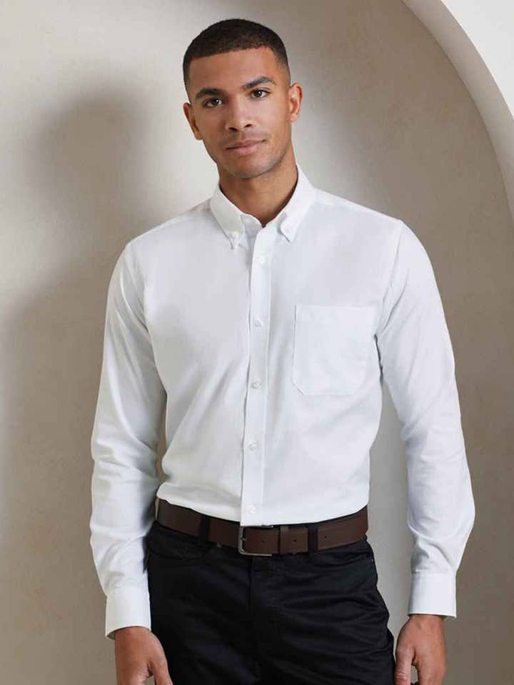 Premier - Camisa Oxford de manga larga exclusiva para venta al por mayor de Pierre Francis