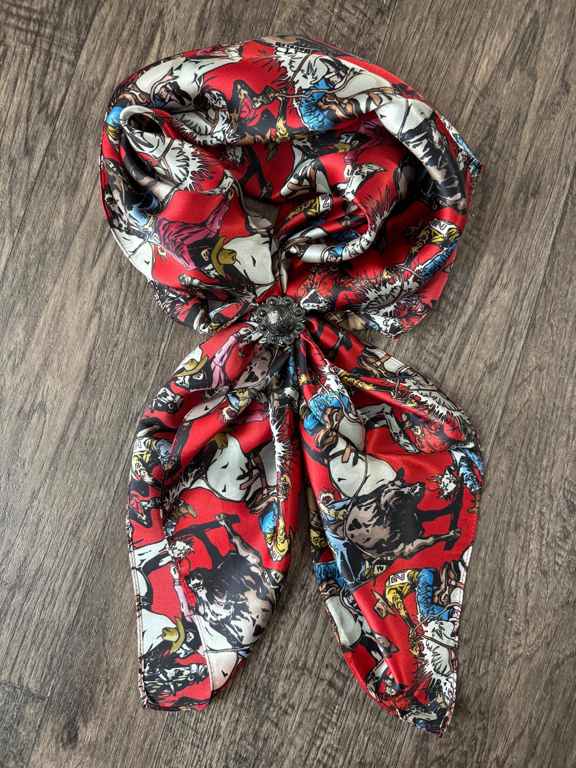 Double B Wild Rags - Wholesale Scarf - Women's - 100% Silk Wild Rag Roughstock Riders Saddle Bronc Bareback Bull rider on Red neck scarf by Double B Wild Rags4