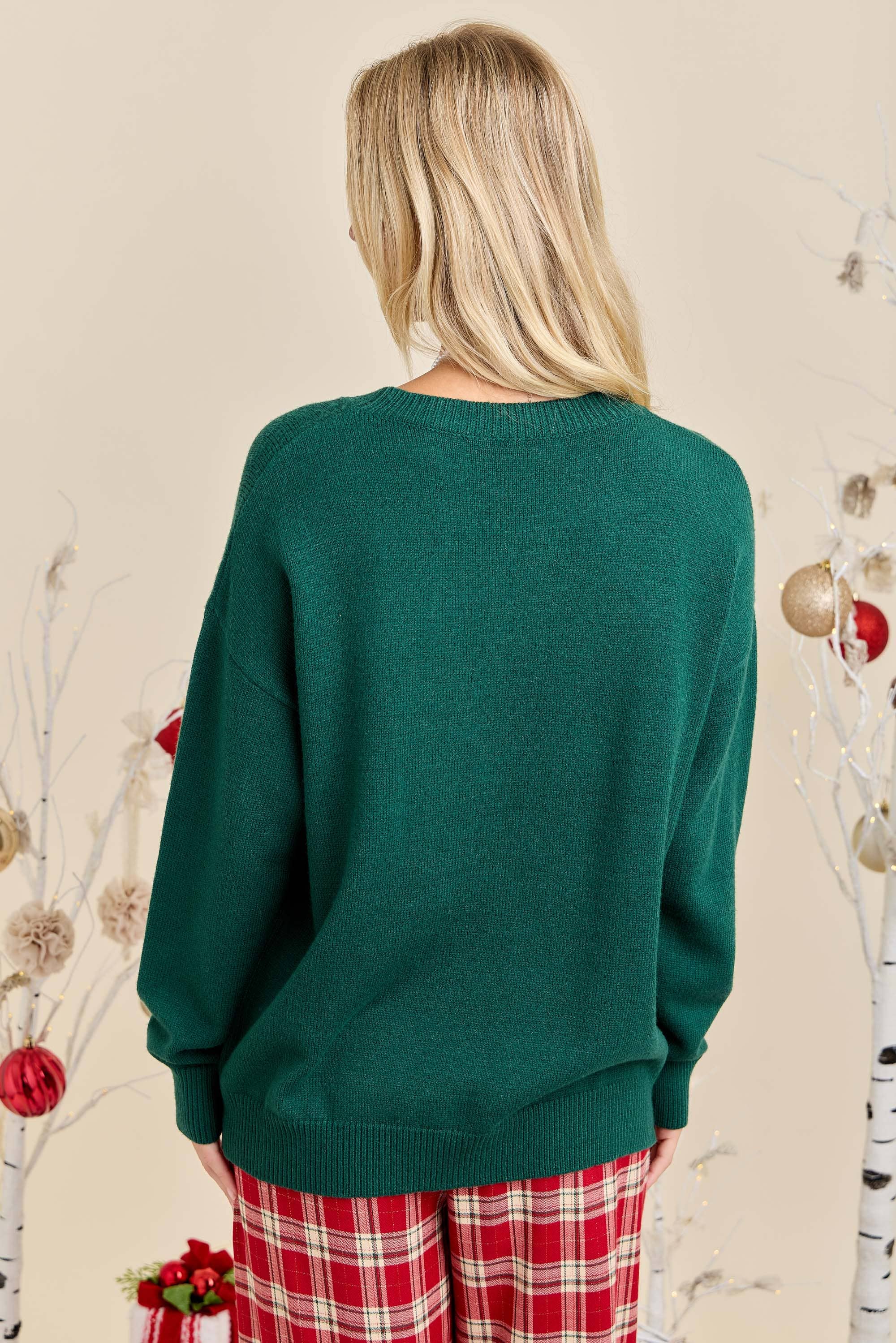 HUNTER GREEN Candy Cane Holidays Knit Sweater Christmas Ready to ship🍬 for wholesale on Faire1