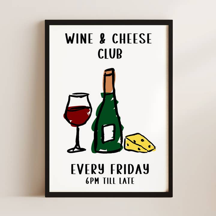 Impresión de Arte de Pared del Club de Vino y Queso para venta al por mayor de Alluvion