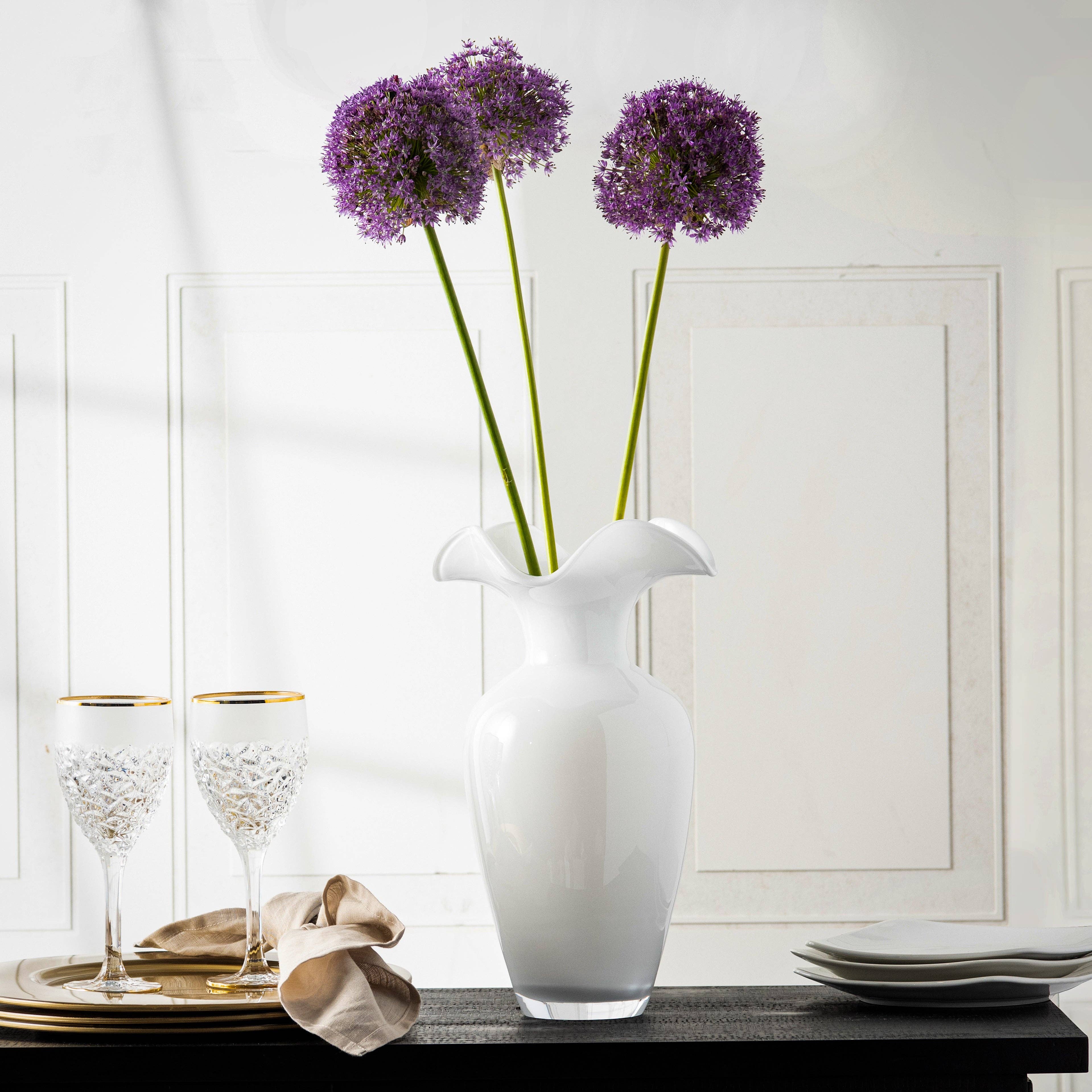 Barski - Wholesale Vase - Opal Opal White Vase, 13.5"H5