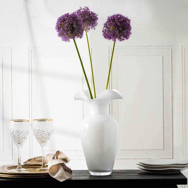 Barski - Wholesale Vase - Opal Opal White Vase, 13.5"H5